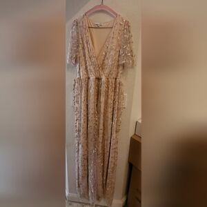 Baltic Born Maxi Dress in Cream with Floral Details